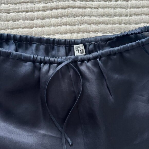 TOTEME Silk Organza Slacks, Navy, Size 36 - Picture 6 of 8